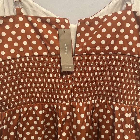 NWT J.Crew Brown and White Polka Dot Midi A-line Sundress Size 12 - Picture 9 of 12